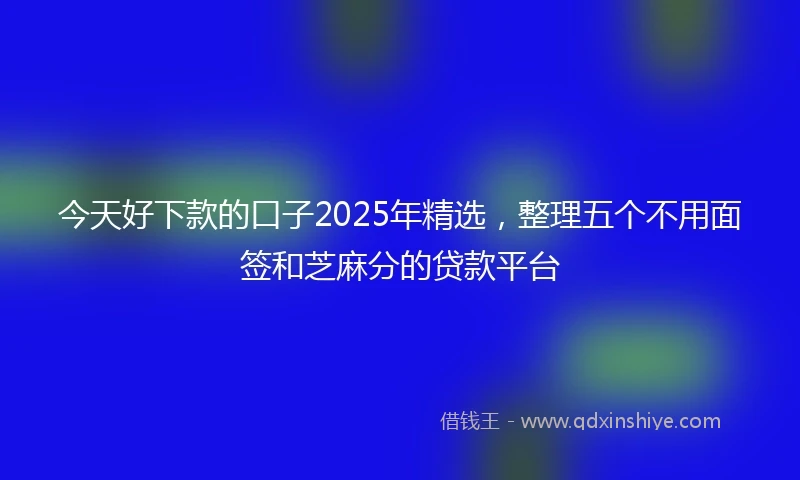 今天好下款的口子2025年精选，整理五个不用面签和芝麻分的贷款平台
