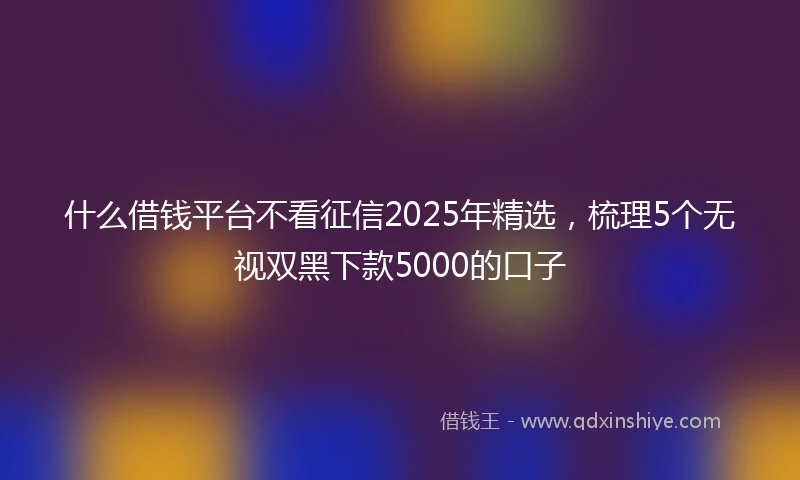 什么借钱平台不看征信2025年精选，梳理5个无视双黑下款5000的口子