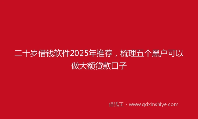 二十岁借钱软件2025年推荐，梳理五个黑户可以做大额贷款口子