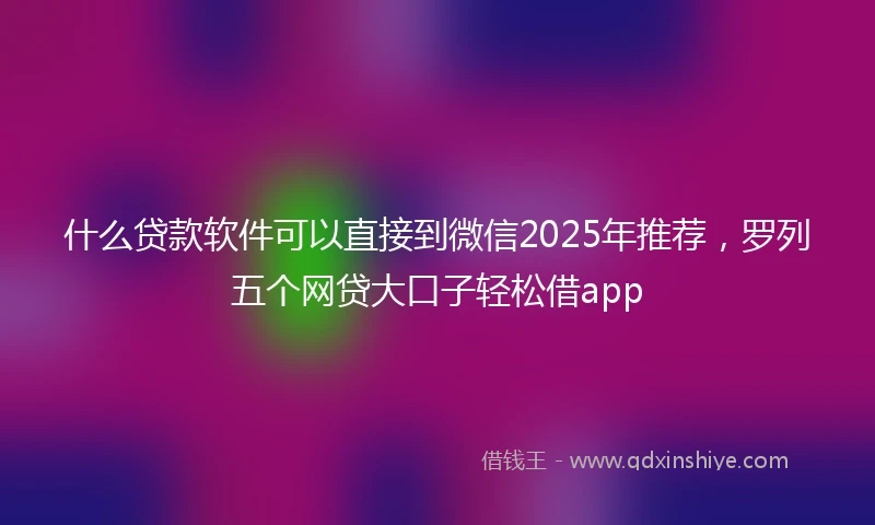 什么贷款软件可以直接到微信2025年推荐，罗列五个网贷大口子轻松借app
