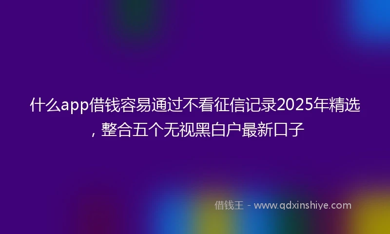 什么app借钱容易通过不看征信记录2025年精选，整合五个无视黑白户最新口子