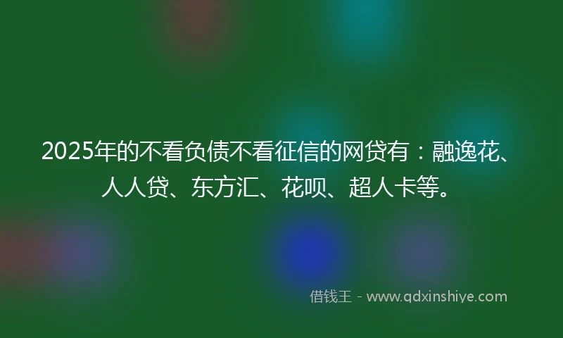 2025年的不看负债不看征信的网贷有：融逸花、人人贷、东方汇、花呗、超人卡等。