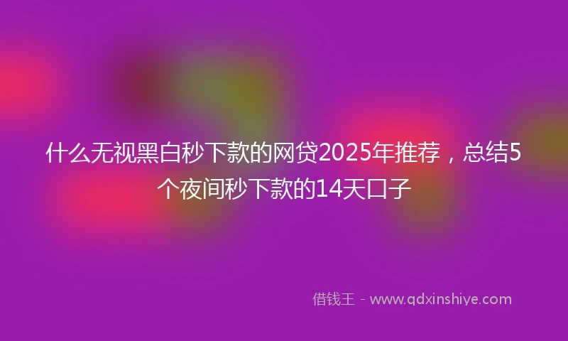 什么无视黑白秒下款的网贷2025年推荐，总结5个夜间秒下款的14天口子