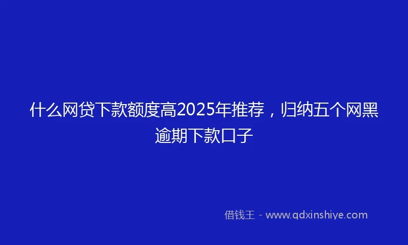 什么网贷下款额度高2025年推荐，归纳五个网黑逾期下款口子
