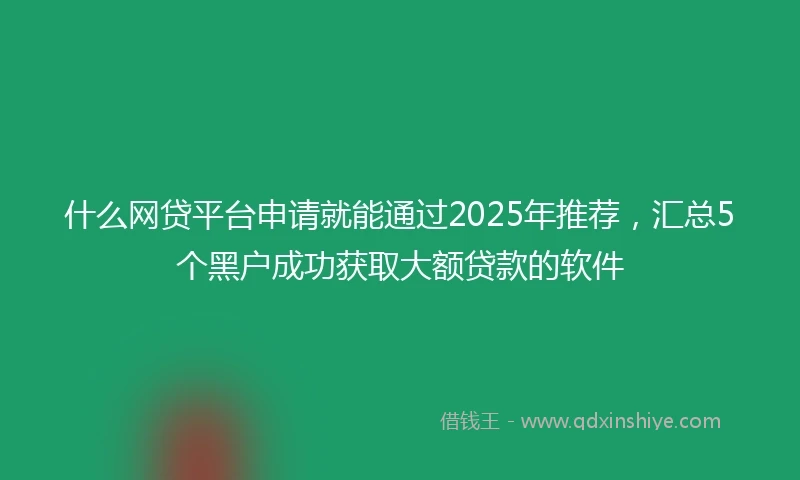 什么网贷平台申请就能通过2025年推荐，汇总5个黑户成功获取大额贷款的软件