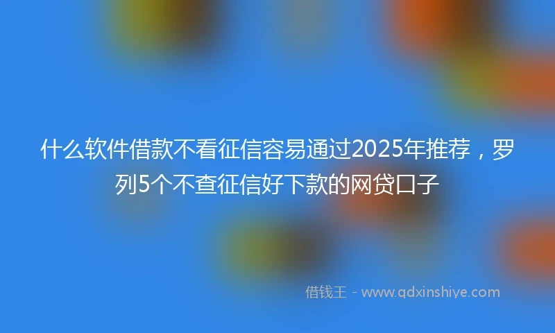 什么软件借款不看征信容易通过2025年推荐，罗列5个不查征信好下款的网贷口子