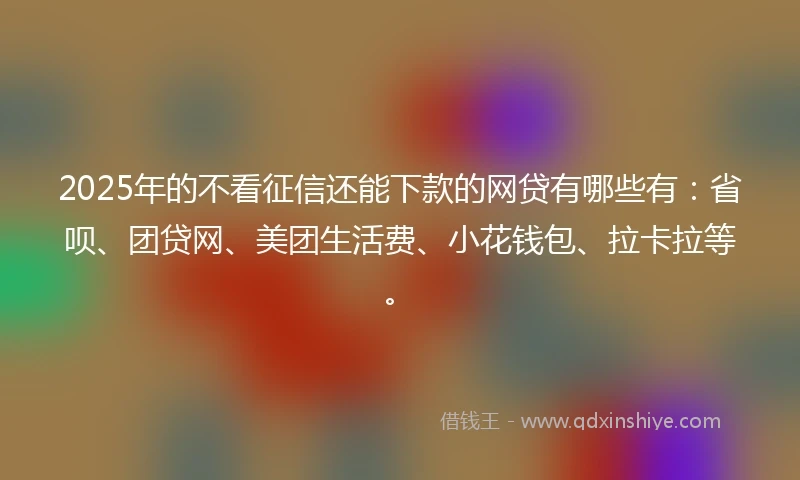 2025年的不看征信还能下款的网贷有哪些有：省呗、团贷网、美团生活费、小花钱包、拉卡拉等。