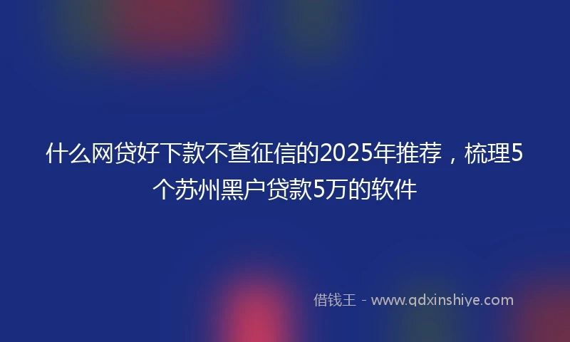 什么网贷好下款不查征信的2025年推荐，梳理5个苏州黑户贷款5万的软件
