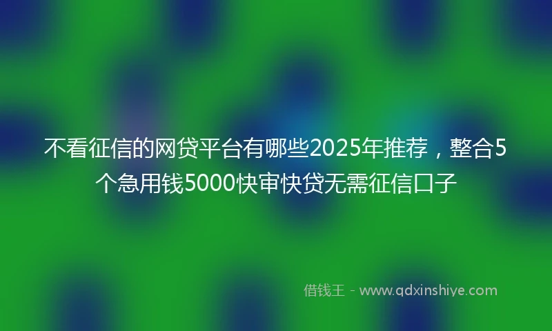不看征信的网贷平台有哪些2025年推荐，整合5个急用钱5000快审快贷无需征信口子