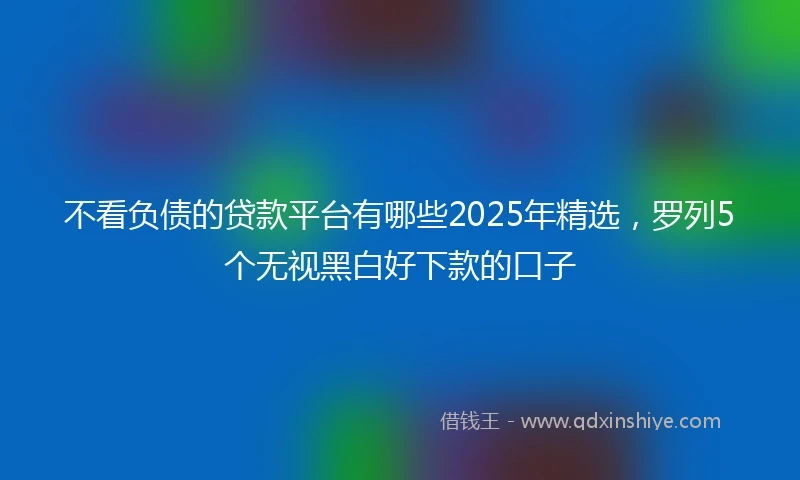 不看负债的贷款平台有哪些2025年精选，罗列5个无视黑白好下款的口子