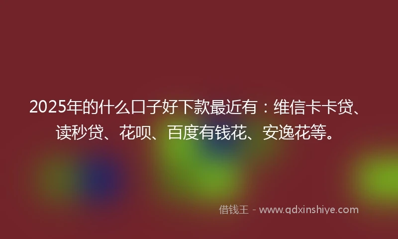 2025年的什么口子好下款最近有：维信卡卡贷、读秒贷、花呗、百度有钱花、安逸花等。