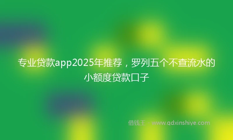 专业贷款app2025年推荐，罗列五个不查流水的小额度贷款口子