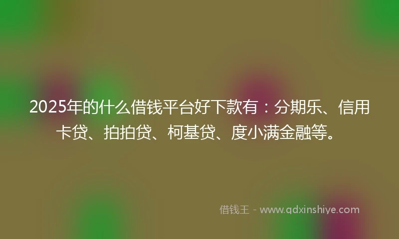 2025年的什么借钱平台好下款有：分期乐、信用卡贷、拍拍贷、柯基贷、度小满金融等。
