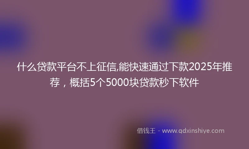 什么贷款平台不上征信,能快速通过下款2025年推荐，概括5个5000块贷款秒下软件