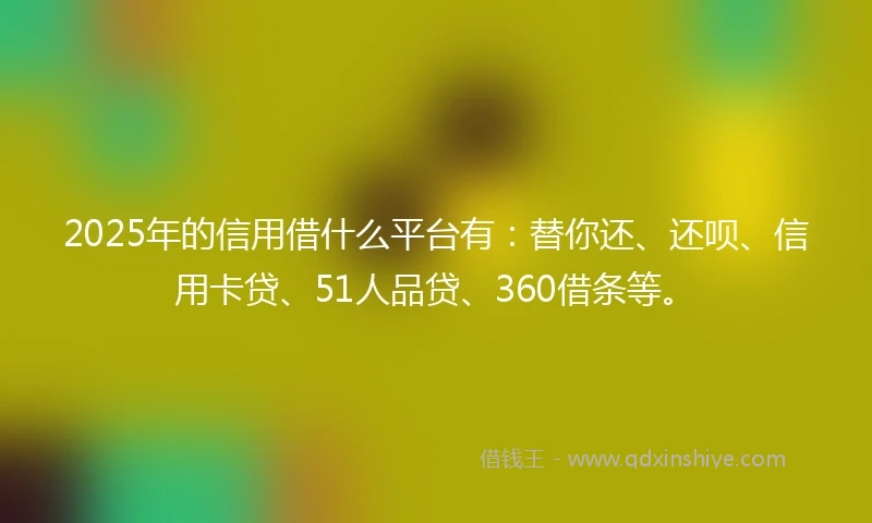 2025年的信用借什么平台有：替你还、还呗、信用卡贷、51人品贷、360借条等。