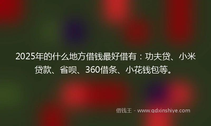 2025年的什么地方借钱最好借有：功夫贷、小米贷款、省呗、360借条、小花钱包等。