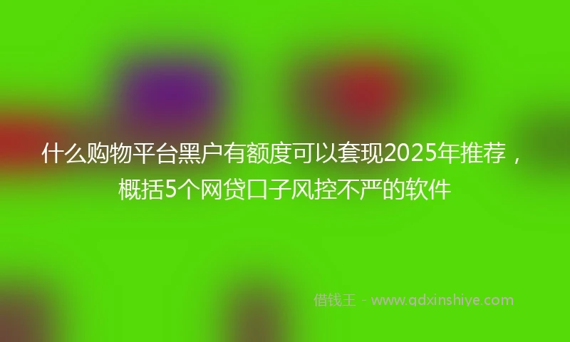什么购物平台黑户有额度可以套现2025年推荐，概括5个网贷口子风控不严的软件