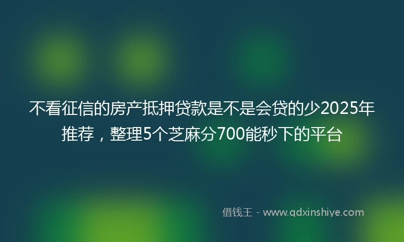 不看征信的房产抵押贷款是不是会贷的少2025年推荐，整理5个芝麻分700能秒下的平台