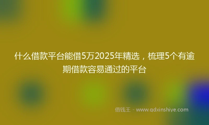 什么借款平台能借5万2025年精选，梳理5个有逾期借款容易通过的平台