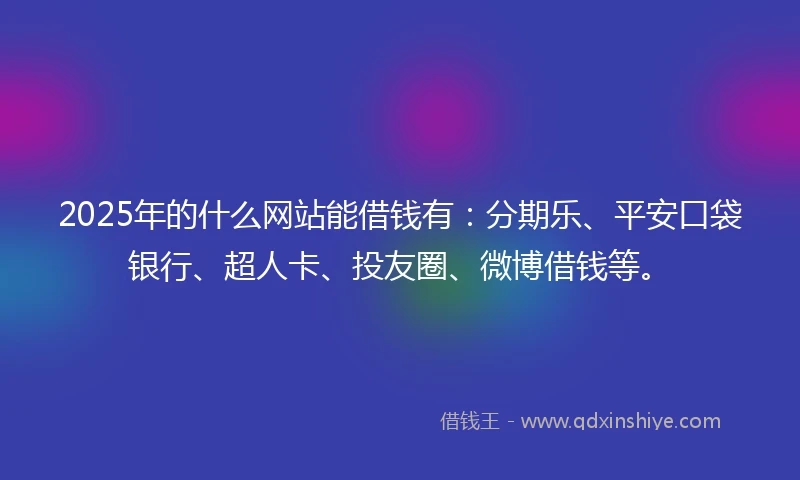 2025年的什么网站能借钱有：分期乐、平安口袋银行、超人卡、投友圈、微博借钱等。