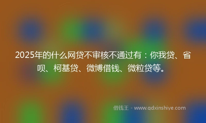 2025年的什么网贷不审核不通过有：你我贷、省呗、柯基贷、微博借钱、微粒贷等。