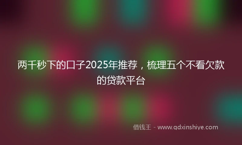 两千秒下的口子2025年推荐，梳理五个不看欠款的贷款平台