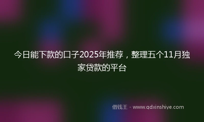 今日能下款的口子2025年推荐，整理五个11月独家贷款的平台