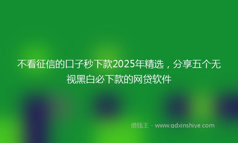 不看征信的口子秒下款2025年精选，分享五个无视黑白必下款的网贷软件