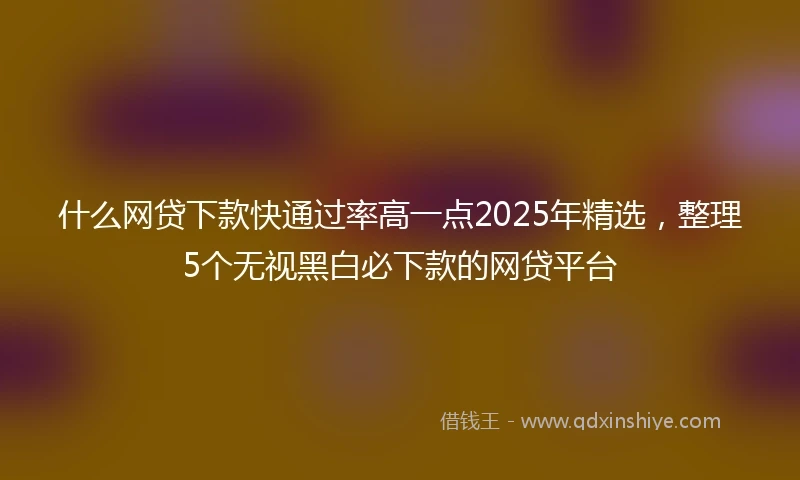什么网贷下款快通过率高一点2025年精选，整理5个无视黑白必下款的网贷平台