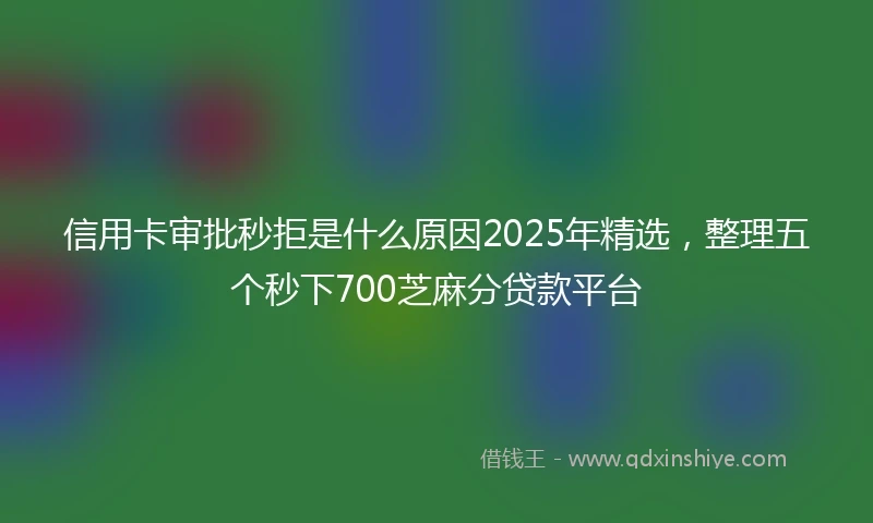 信用卡审批秒拒是什么原因2025年精选，整理五个秒下700芝麻分贷款平台