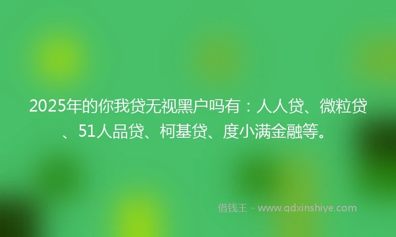 2025年的你我贷无视黑户吗有：人人贷、微粒贷、51人品贷、柯基贷、度小满金融等。