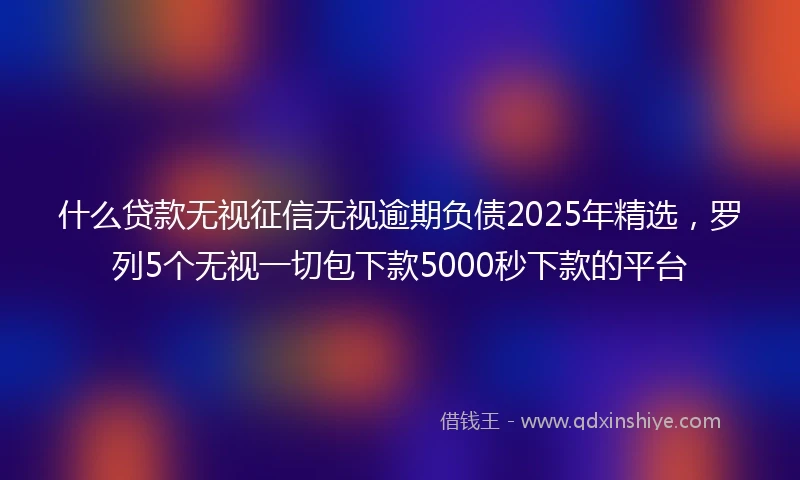 什么贷款无视征信无视逾期负债2025年精选，罗列5个无视一切包下款5000秒下款的平台