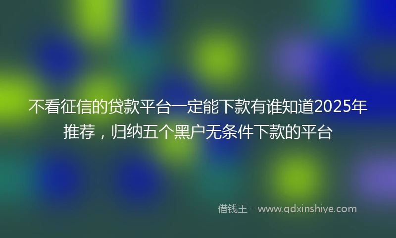 不看征信的贷款平台一定能下款有谁知道2025年推荐，归纳五个黑户无条件下款的平台
