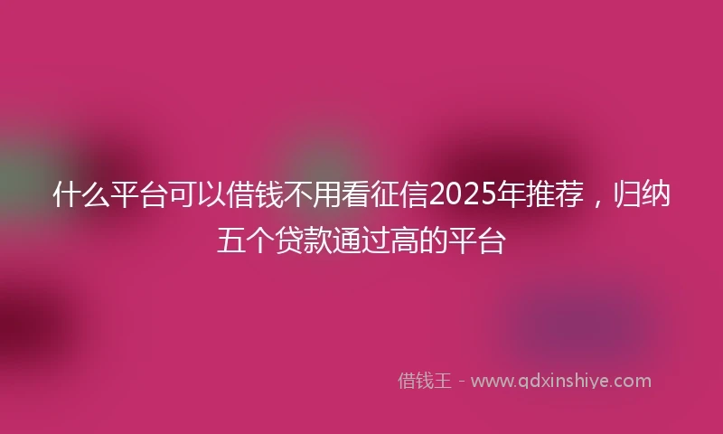 什么平台可以借钱不用看征信2025年推荐，归纳五个贷款通过高的平台