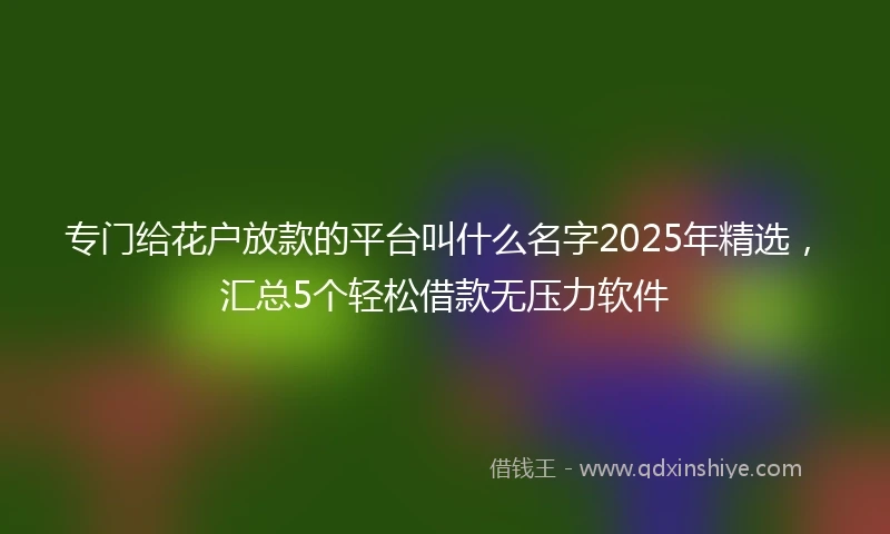 专门给花户放款的平台叫什么名字2025年精选，汇总5个轻松借款无压力软件