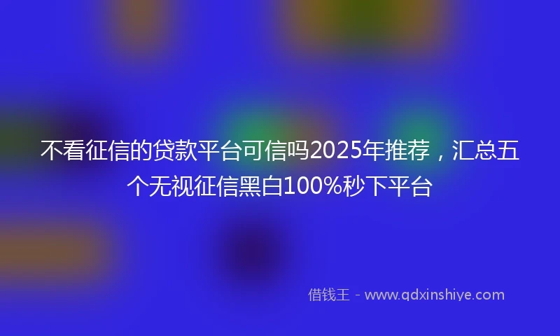 不看征信的贷款平台可信吗2025年推荐，汇总五个无视征信黑白100%秒下平台