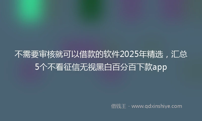 不需要审核就可以借款的软件2025年精选，汇总5个不看征信无视黑白百分百下款app