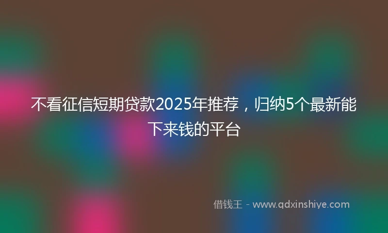不看征信短期贷款2025年推荐，归纳5个最新能下来钱的平台