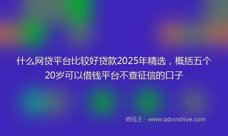 什么网贷平台比较好贷款2025年精选，概括五个20岁可以借钱平台不查征信的口子