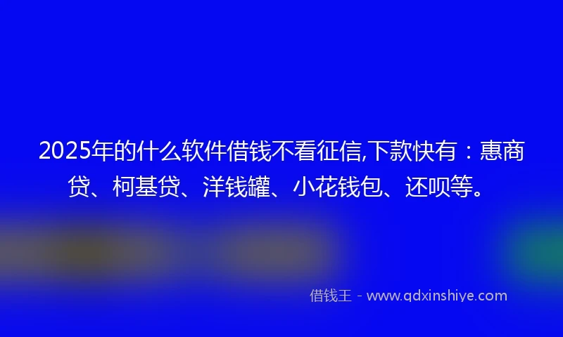 2025年的什么软件借钱不看征信,下款快有：惠商贷、柯基贷、洋钱罐、小花钱包、还呗等。