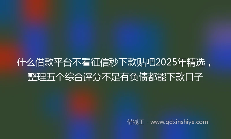 什么借款平台不看征信秒下款贴吧2025年精选，整理五个综合评分不足有负债都能下款口子