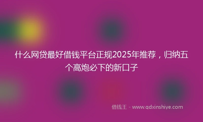 什么网贷最好借钱平台正规2025年推荐，归纳五个高炮必下的新口子
