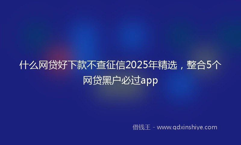什么网贷好下款不查征信2025年精选，整合5个网贷黑户必过app