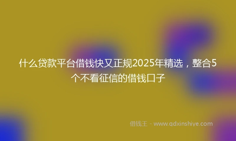 什么贷款平台借钱快又正规2025年精选，整合5个不看征信的借钱口子