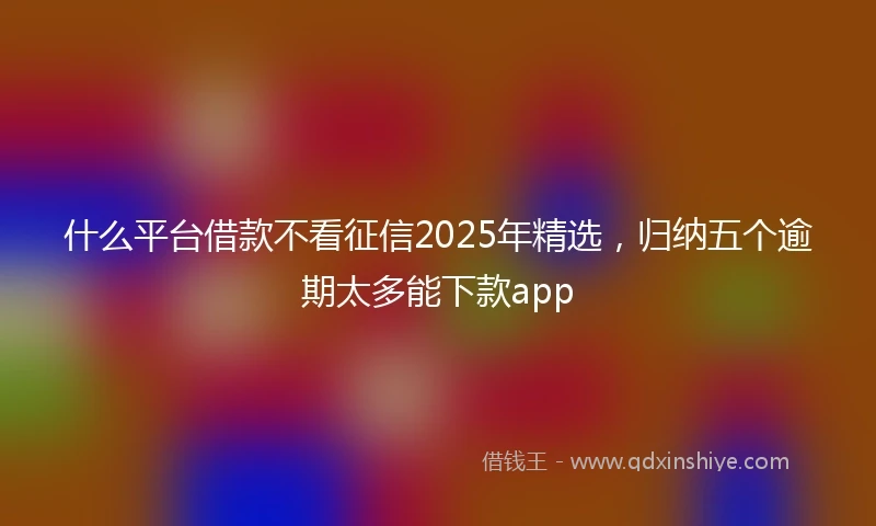 什么平台借款不看征信2025年精选，归纳五个逾期太多能下款app