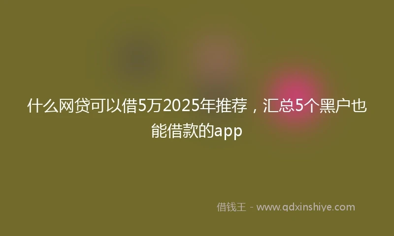 什么网贷可以借5万2025年推荐，汇总5个黑户也能借款的app