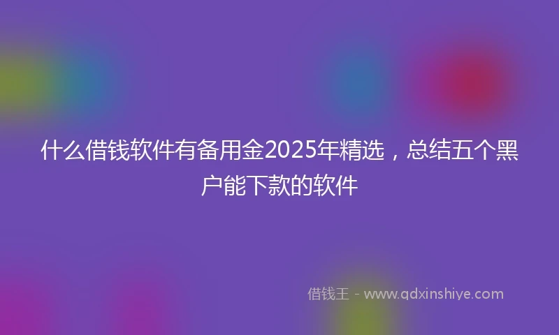 什么借钱软件有备用金2025年精选，总结五个黑户能下款的软件