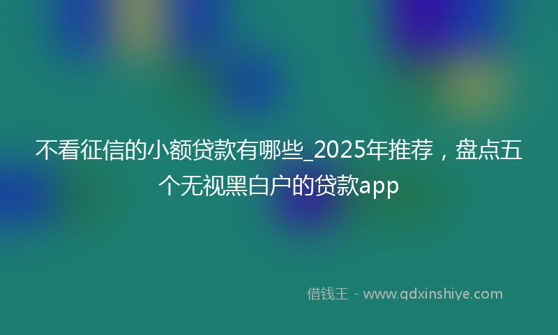 不看征信的小额贷款有哪些_2025年推荐，盘点五个无视黑白户的贷款app