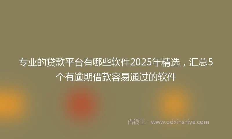 专业的贷款平台有哪些软件2025年精选，汇总5个有逾期借款容易通过的软件