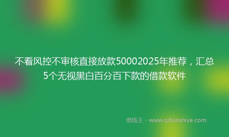 不看风控不审核直接放款50002025年推荐，汇总5个无视黑白百分百下款的借款软件